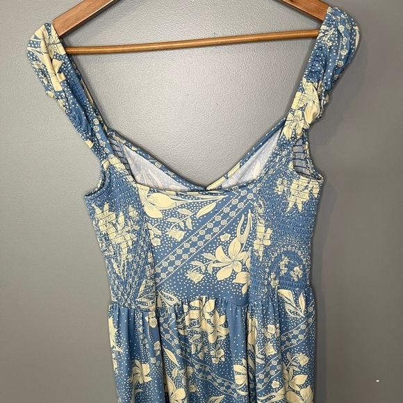 NWT Urban Outfitters Elenor Midi Dress Blue Cream Floral - Picture 8 of 12